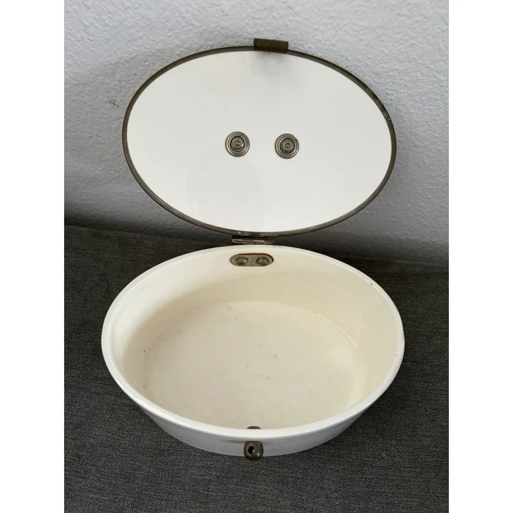 Rare Antique White Porcelain Ceramic Round Hinged Storage Box 8
